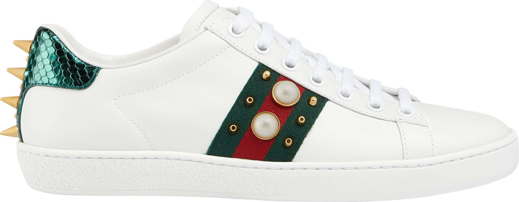 Кроссовки Gucci Wmns Ace Studded White, белый - фото