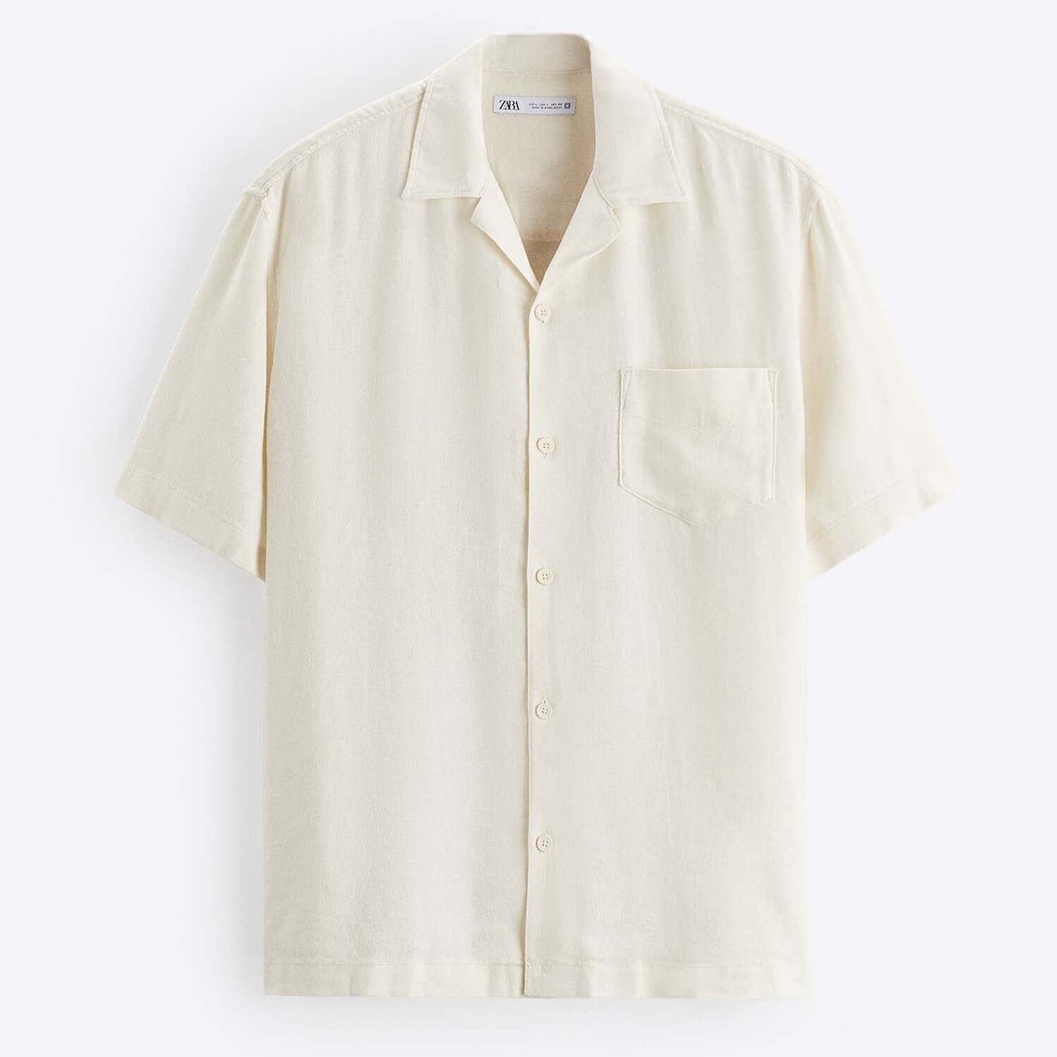 

Рубашка Zara Viscose/Linen Blend, кремовый