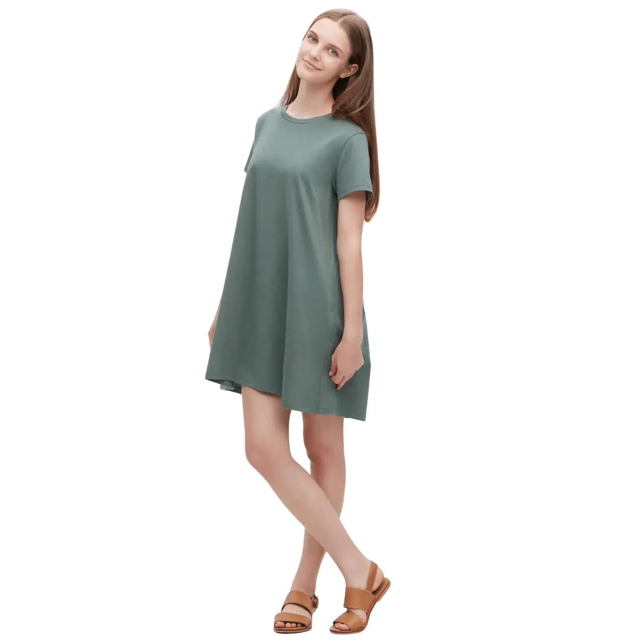 

Платье Uniqlo Mercerised Cotton Short Sleeved Mini, зеленый