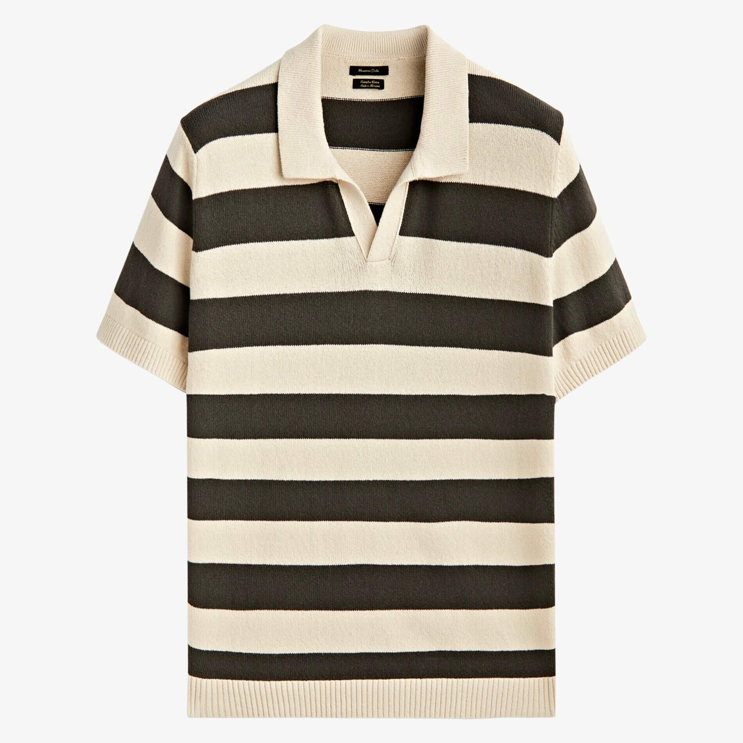 

Свитер поло Massimo Dutti Striped Short Sleeve, антрацитово-серый