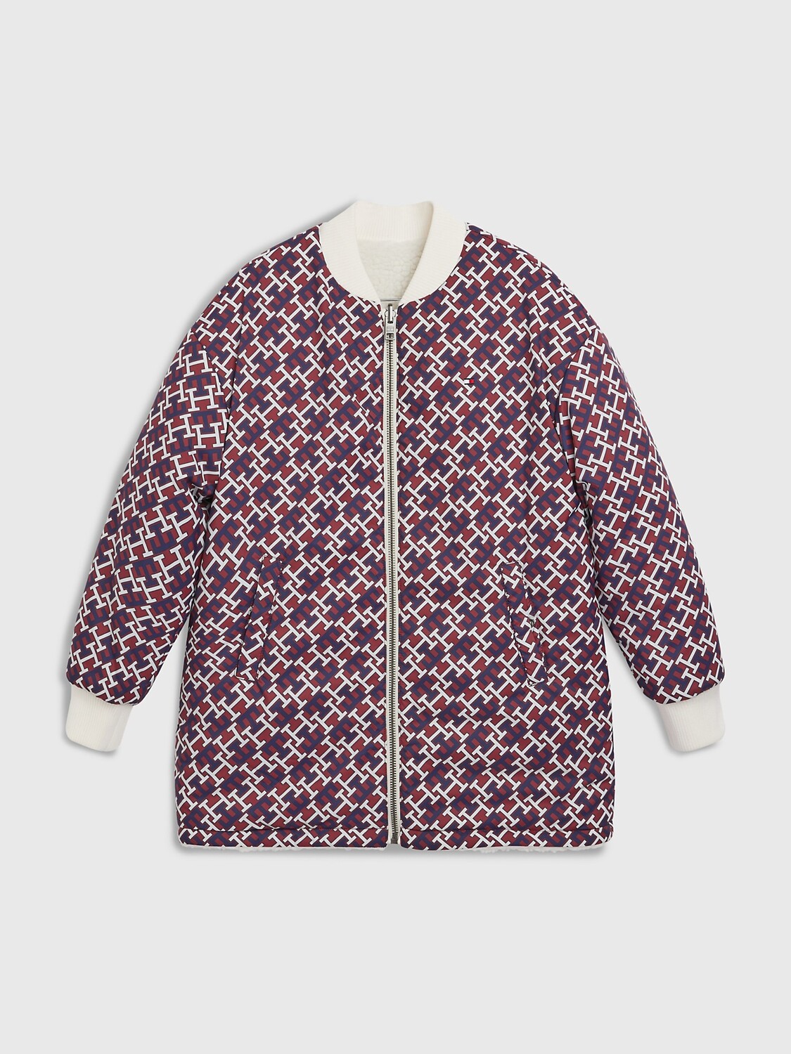

Двустороннее пальто kids' th с монограммой Tommy Hilfiger, цвет слоновой кости