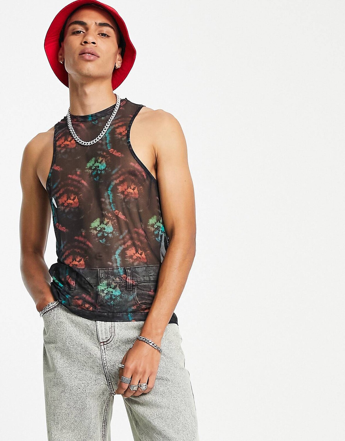 

Черный сетчатый жилет в стиле тай-дай ASOS DESIGN - BLACK