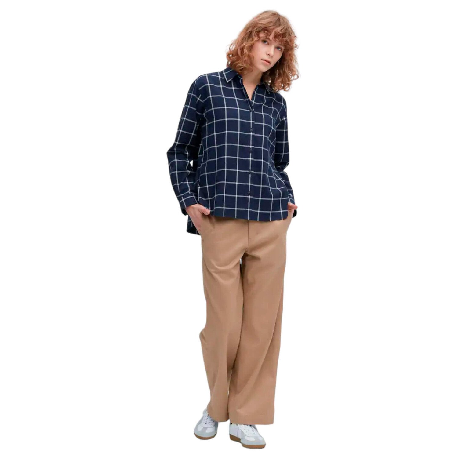 

Рубашка Uniqlo Soft Brushed Checked Long Sleeved, синий