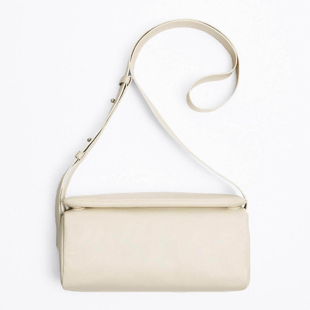 Сумка Zara Leather Crossbody With Foldover Flap, светло-бежевый