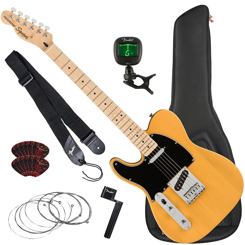 

Squier Left-Handed Affinity Telecaster - Maple, Butterscotch Blonde GUITAR ESSENTIALS BUNDLE Affinity Telecaster Left-Handed