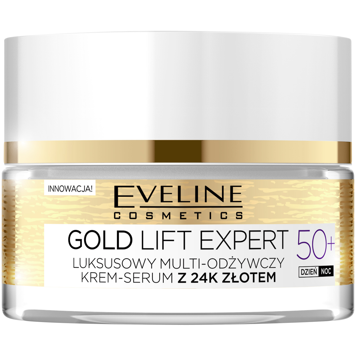 Eveline Cosmetics Gold Lift Expert мультипитательный крем-сыворотка с 24-каратным золотом для лица 50+, 50 мл eveline cosmetics крем сыворотка для лица gold lift expert эксклюзивный мультипитательный с 24к золотом 40 50 мл 3 шт