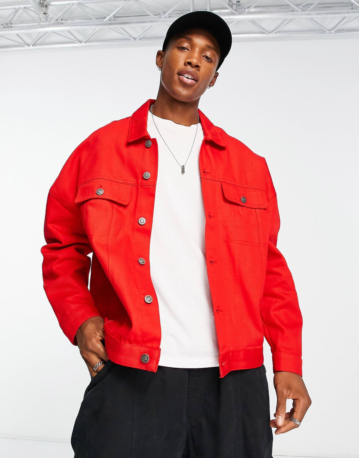 Красная куртка оверсайз из твила ASOS DESIGN