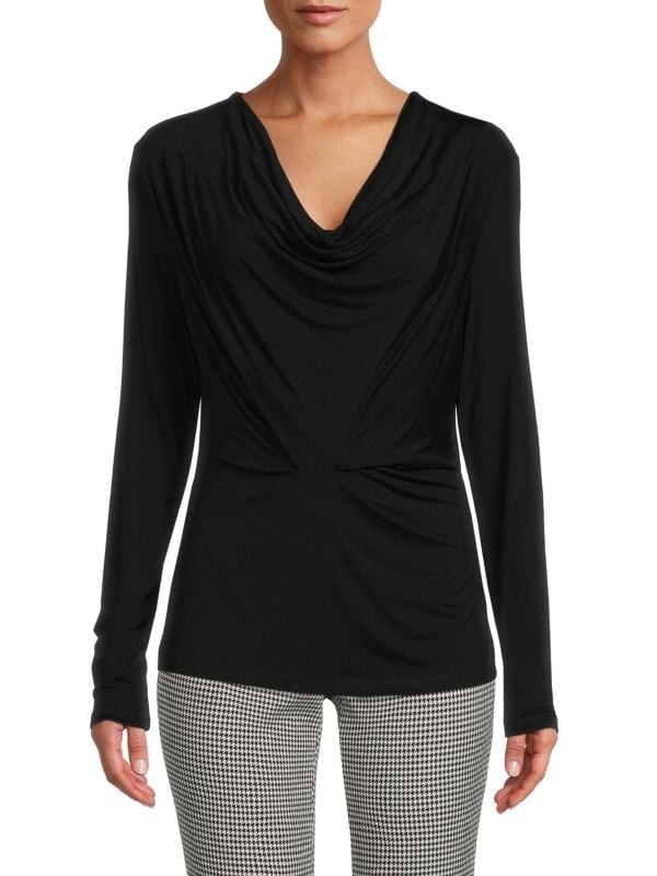 

Топ из Джерси Donna Karan с драпировкой спереди, черный