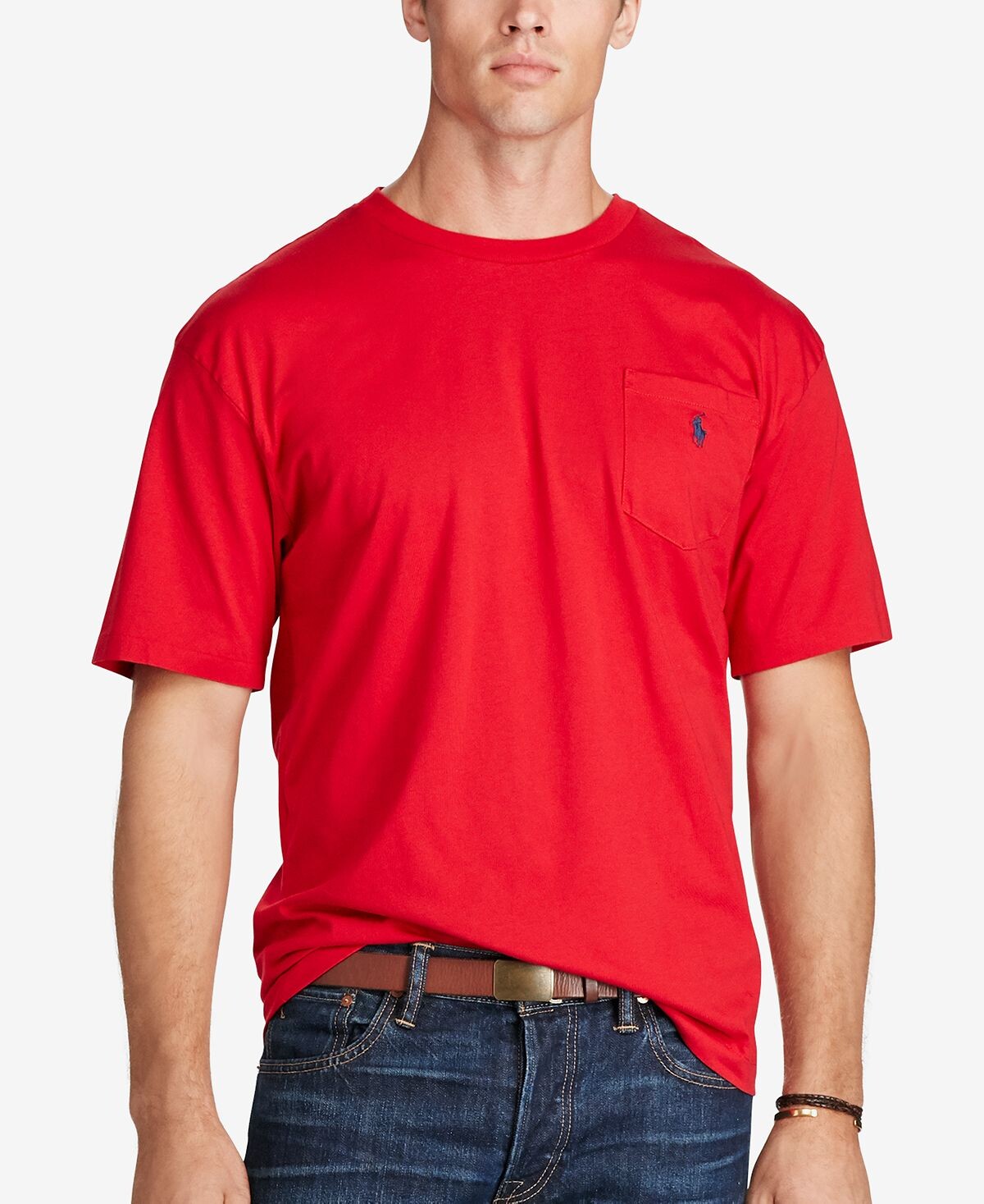 

Мужская большая и высокая футболка с круглым вырезом и карманами Polo Ralph Lauren, мульти, Красный