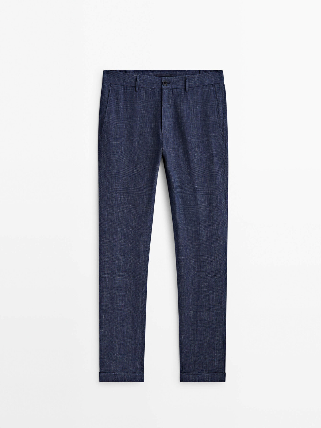 

Брюки Massimo Dutti Check Linen Jogger Fit, темно-синий