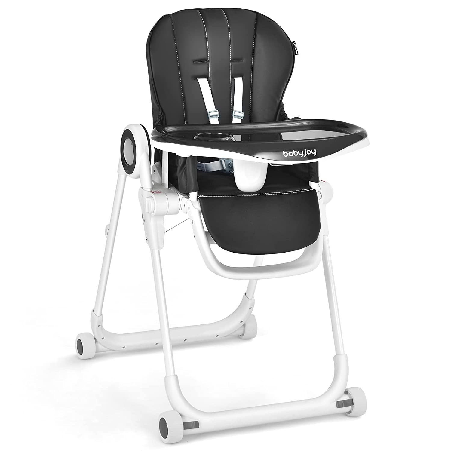 Складной стульчик для кормления с регулируемой спинкой Baby Joy, черный стульчик складной без спинки тип 3 d 22мм 31х36х40см стульчик рыболовный походный стальной