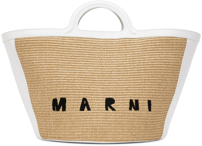 

Бежевая большая объемная сумка с короткими ручками Tropicalia Marni