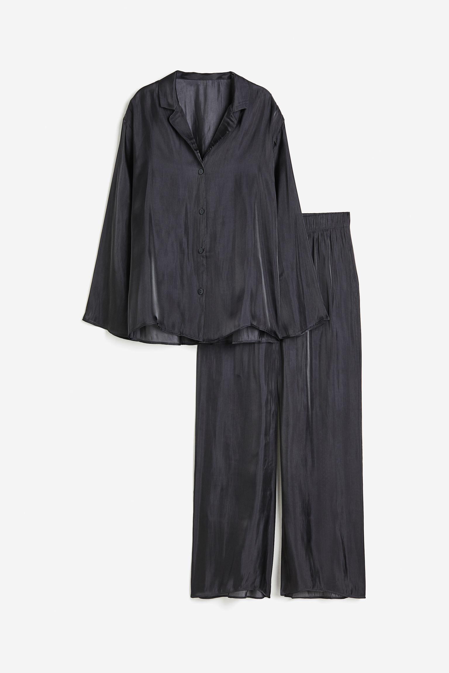Пижама H&M Satin, темно-серый брюки джоггеры из жатого атласа zara черный