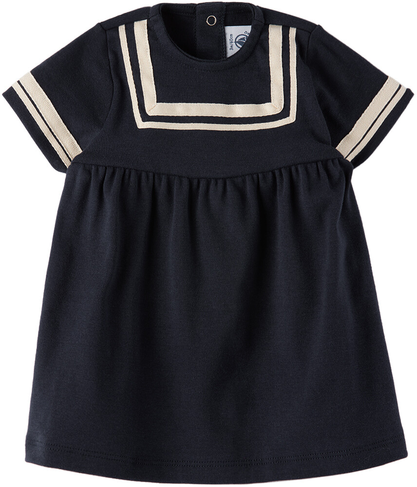 

Детское морское платье темно-синего цвета Petit Bateau