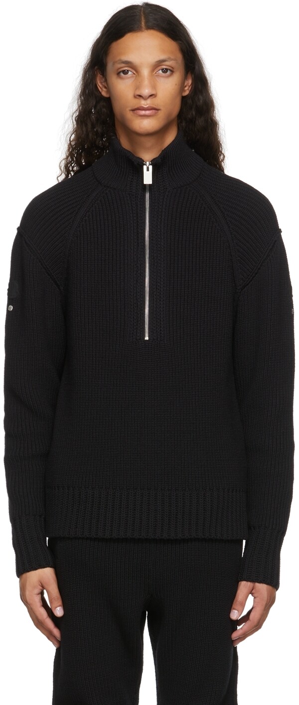 

6 Moncler 1017 ALYX 9SM Черный вязаный свитер в рубчик Moncler Genius