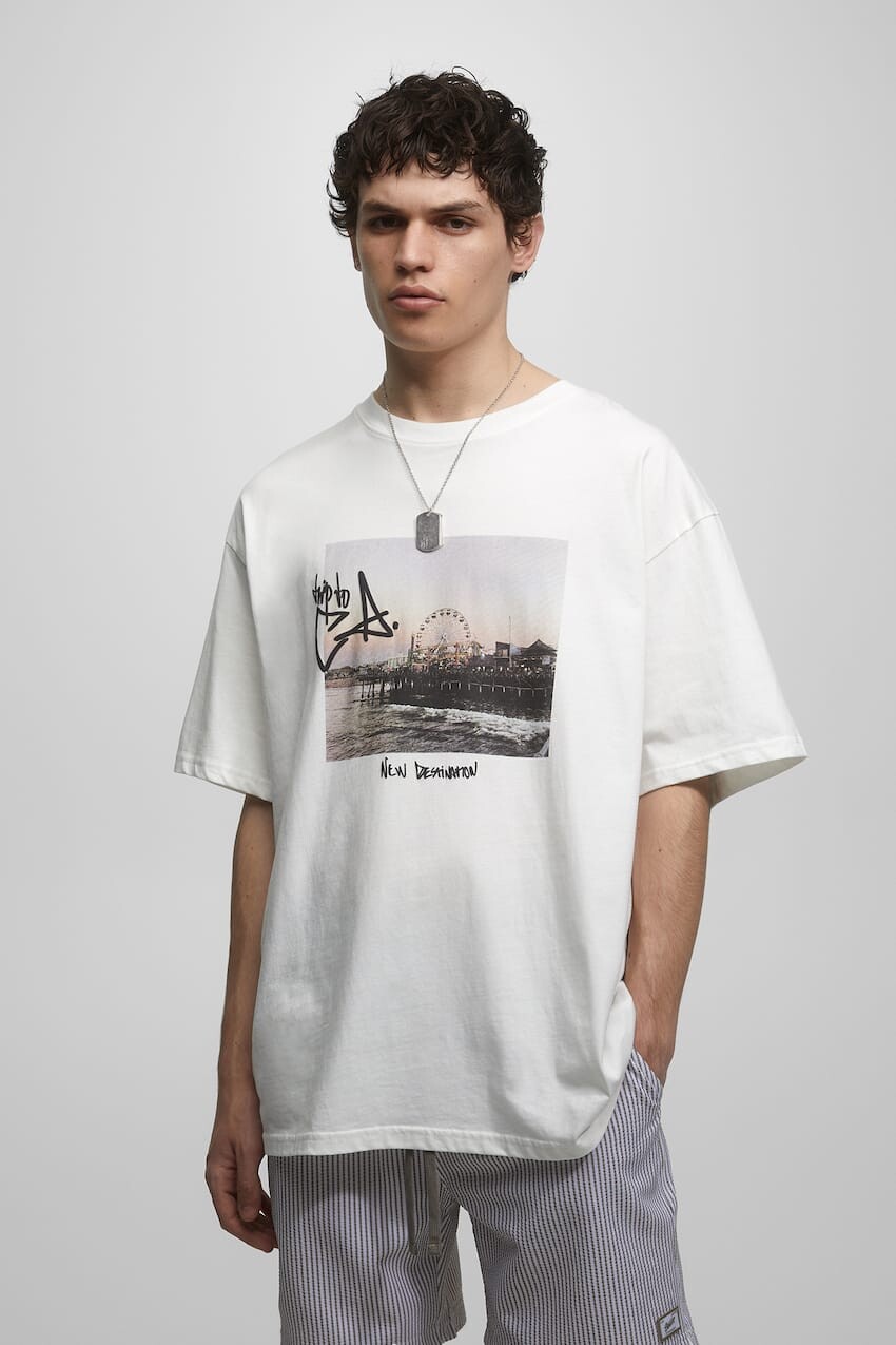 

Футболка с коротким рукавом с фото Pull&Bear, белый