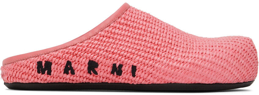 

Розовые лоферы Fussbett Sabbot из рафии Marni