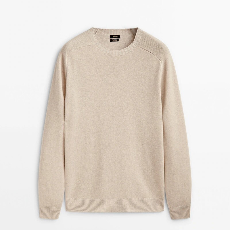 

Свитер Massimo Dutti Extra Fine Wool Blend Crew Neck, бежевый