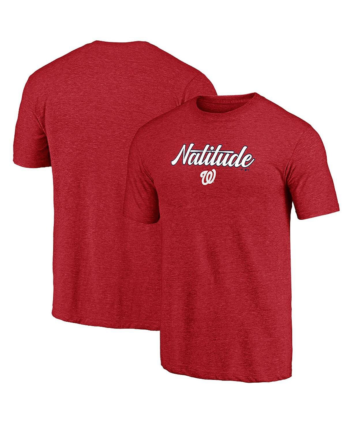 

Мужская красная футболка washington nationals local tri-blend BreakingT, красный