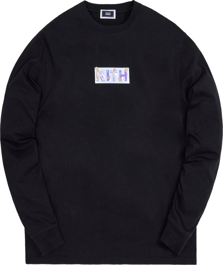 Лонгслив Kith For Superwaxx Classic Logo Long-Sleeve Tee 'Black', черный - фото