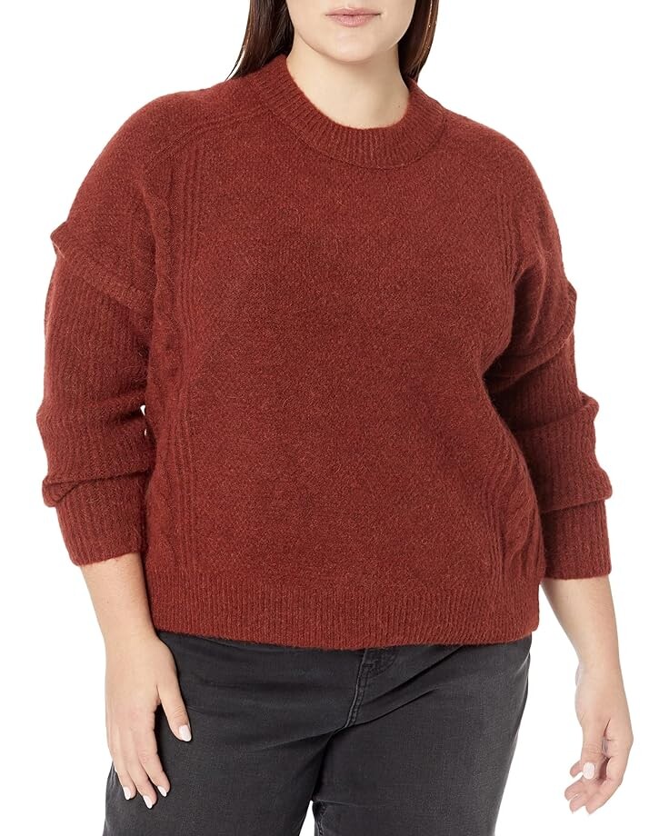 

Свитер Madewell Plus Kiawah Cable Crew, цвет Heather Auburn