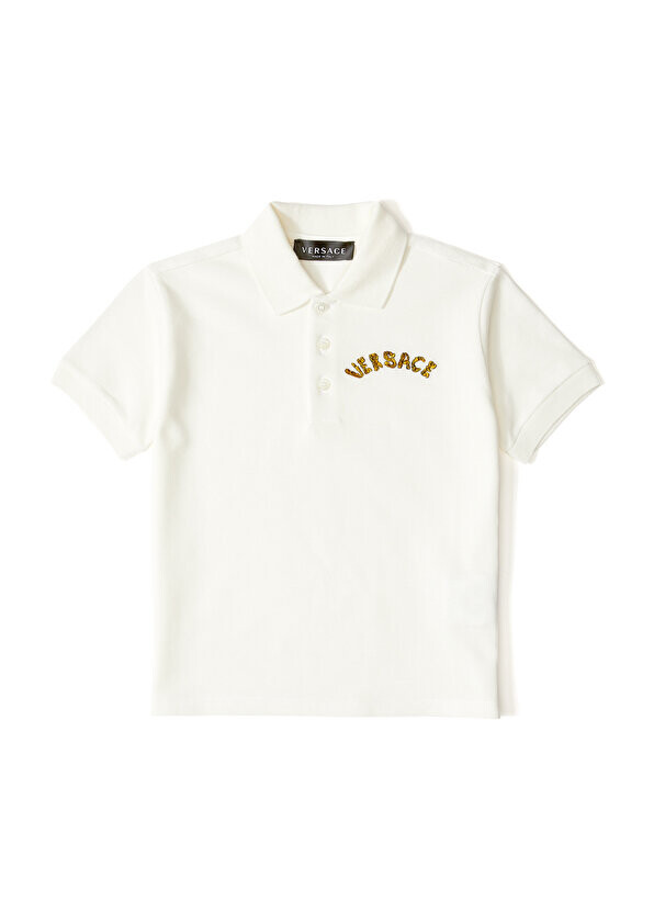 

Футболка для мальчика с логотипом цвета экрю Versace