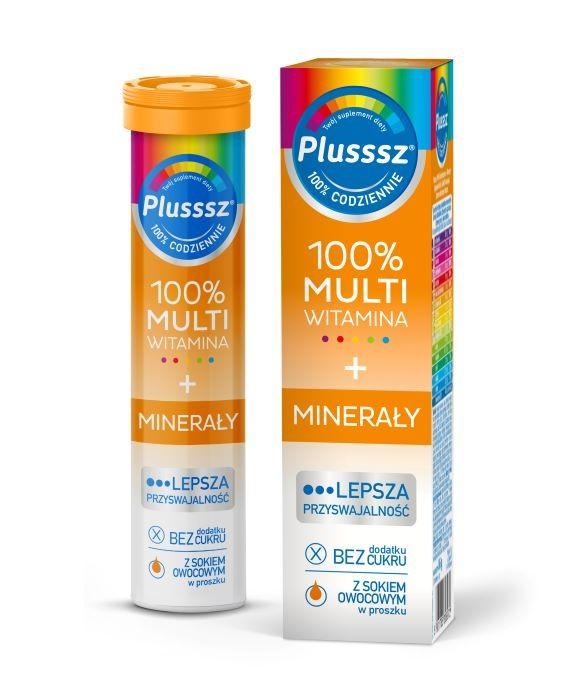 Набор витаминов и минералов Plusssz 100% Multiwitamina + Minerały Tabletki, 20 шт