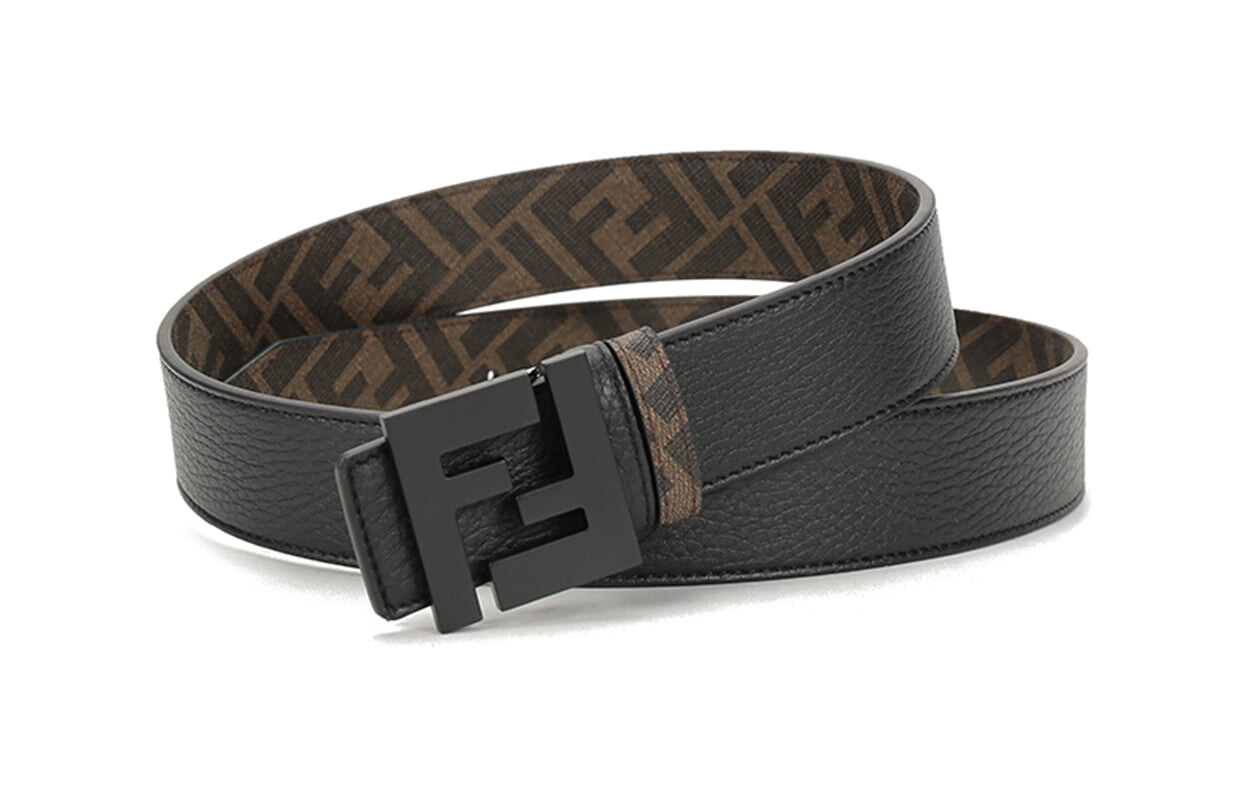 

Ремень FENDI FF кожаный шириной 3,5 см, черный/коричневый