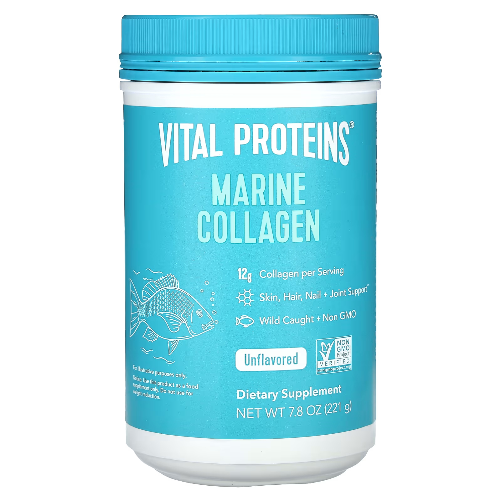 Vital Proteins Морской коллаген без вкуса, 7,8 унции (221 г) vital proteins морской коллаген из дикой рыбы без добавок 221 г 7 8 унции