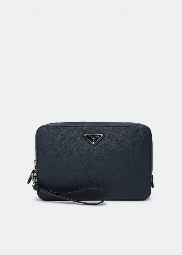 

Сумка PRADA Saffiano leather pouch, синий