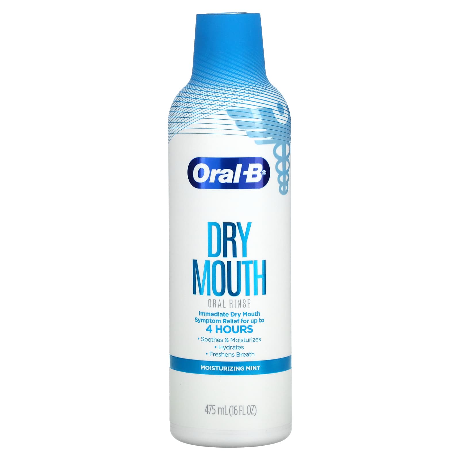 Ополаскиватель Oral-B Dry Mouth для полости рта, увлажняющая мята, 475 мл act dry mouth фторсодержащий ополаскиватель для рта с ксилитолом без спирта успокаивающая мята 532 мл 18 жидк унций