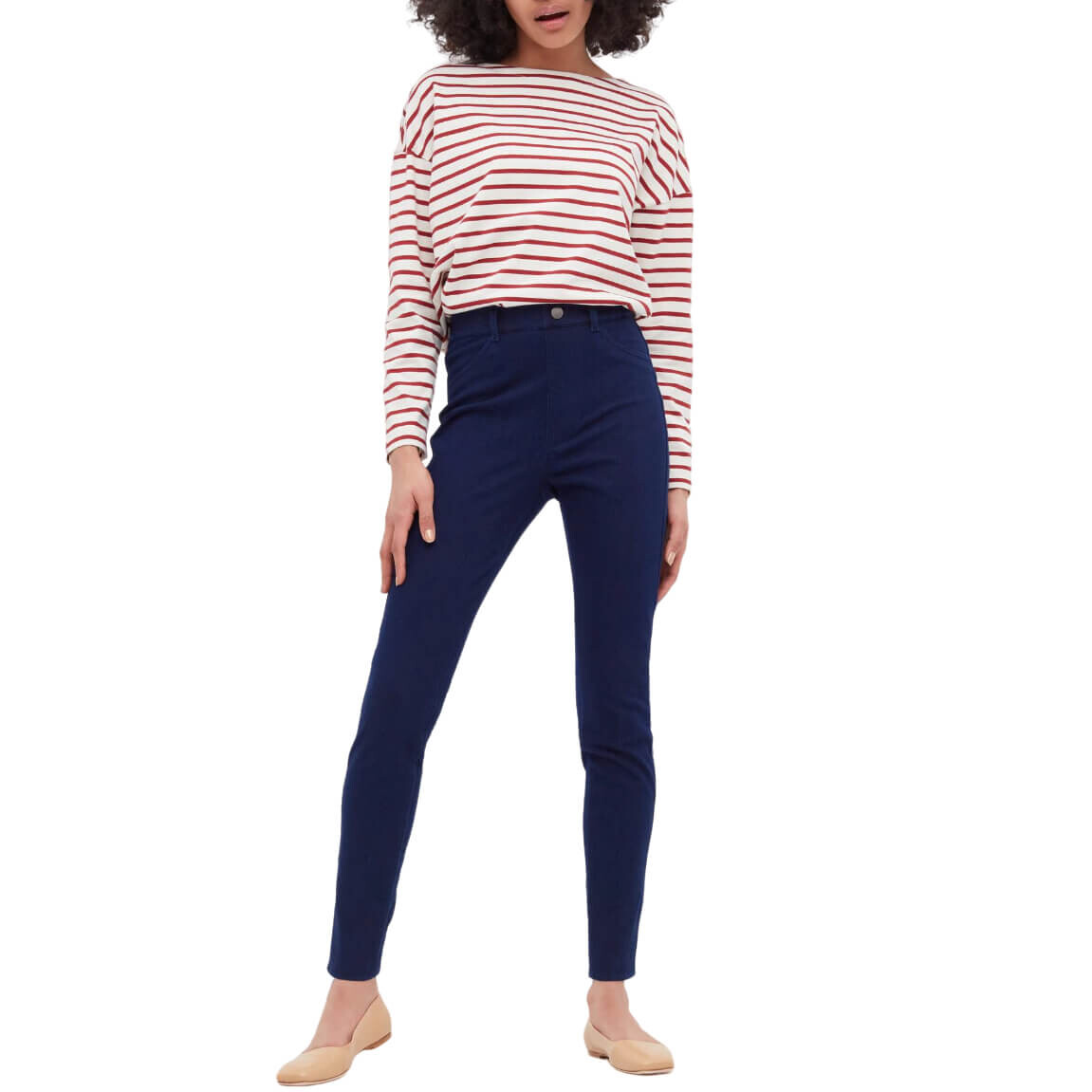 

Брюки Uniqlo Ultra Stretch High Rise Denim Leggings, темно-синий