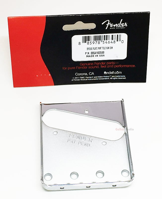 Подлинная пластина бриджа Fender Vintage Telecaster Tele 3-Saddle — хром 005-4162-049 - фото