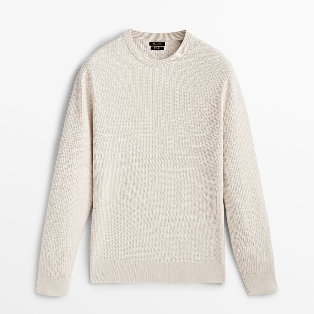 

Свитер Massimo Dutti Textured Knit Crew Neck, бежевый
