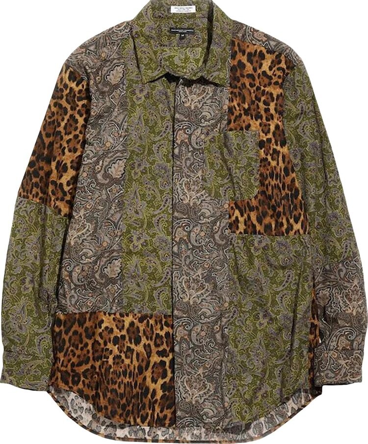 

Рубашка Engineered Garments Combo Short Collar Shirt 'Olive/Purple', зеленый