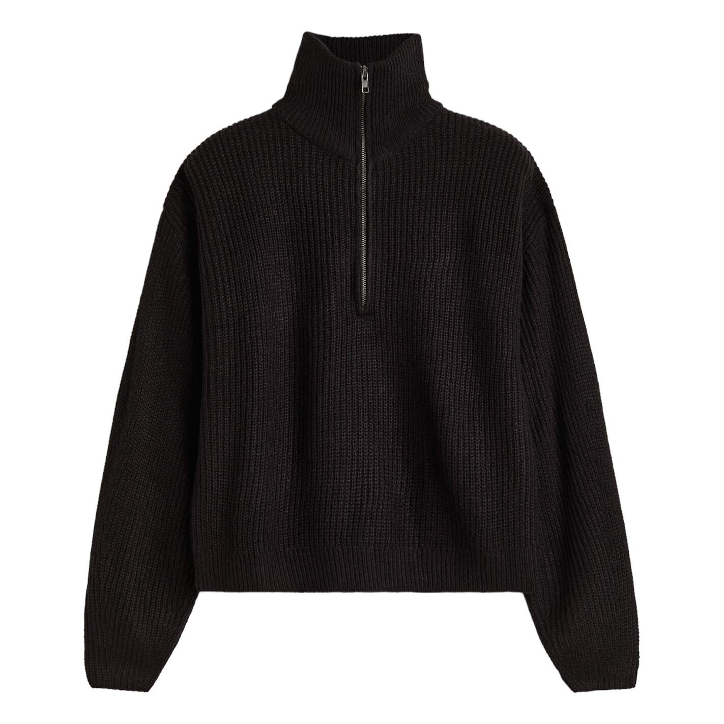 

Свитер H&M Rib-knit Half-zip, черный