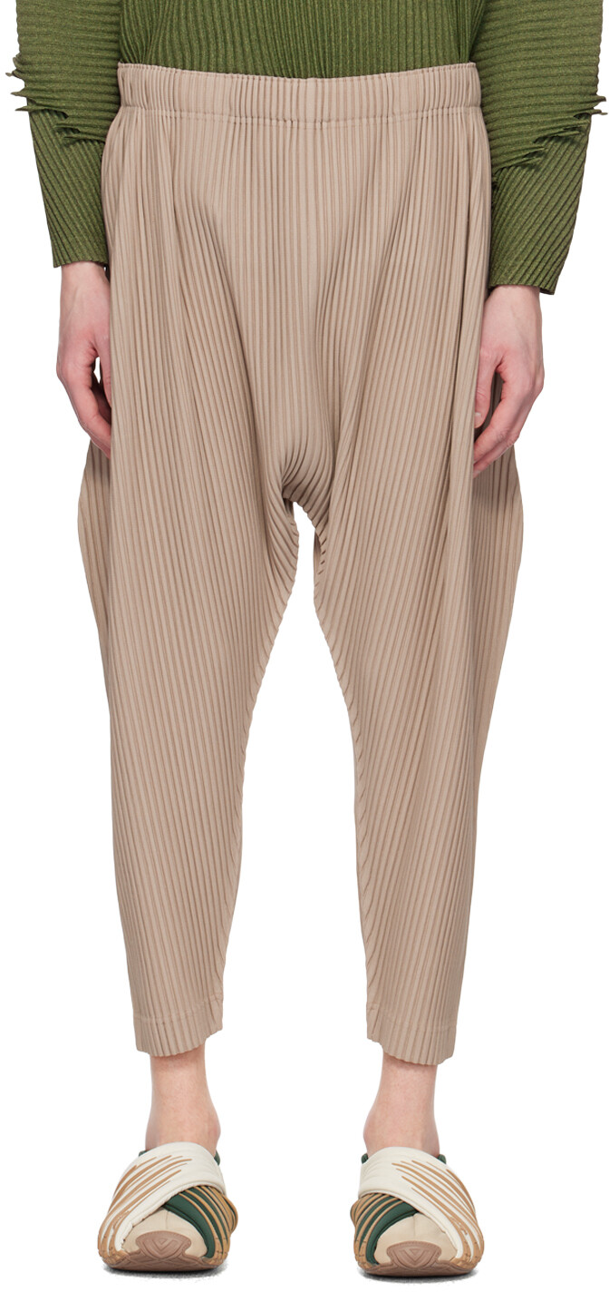 

Бежевые брюки со складками 1 Брюки Homme Plissé Issey Miyake