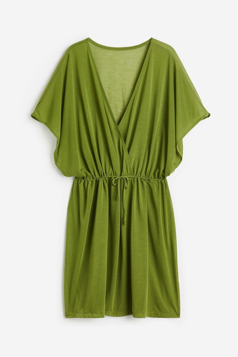 Пляжный кафтан H&M, зеленый марокканское платье кафтан с v образным вырезом и рукавом 3 4