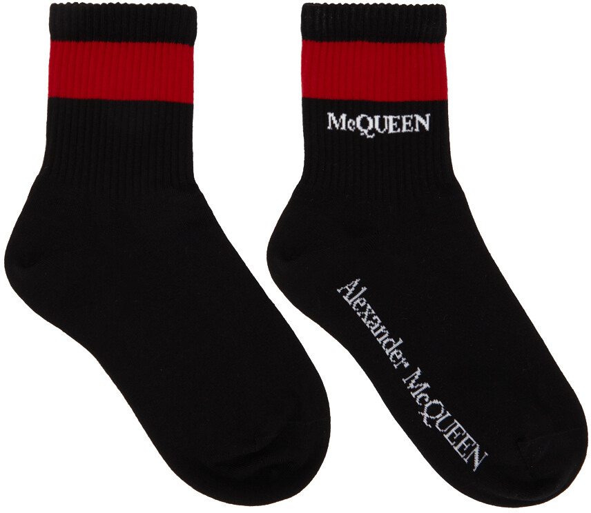 

Черно-красные носки в полоску с логотипом Alexander McQueen