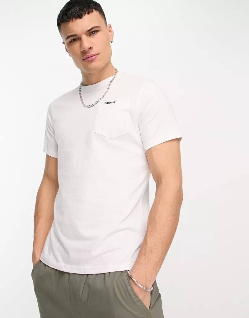 

Белая футболка с карманами Barbour Langdon