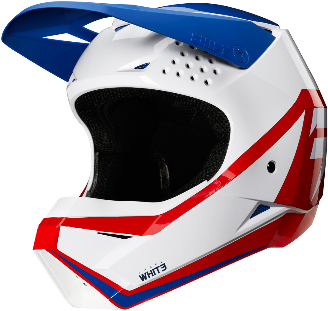 Детский шлем Shift Whit3 Label Race Graphic со съемной подкладкой, белый/красный/синий