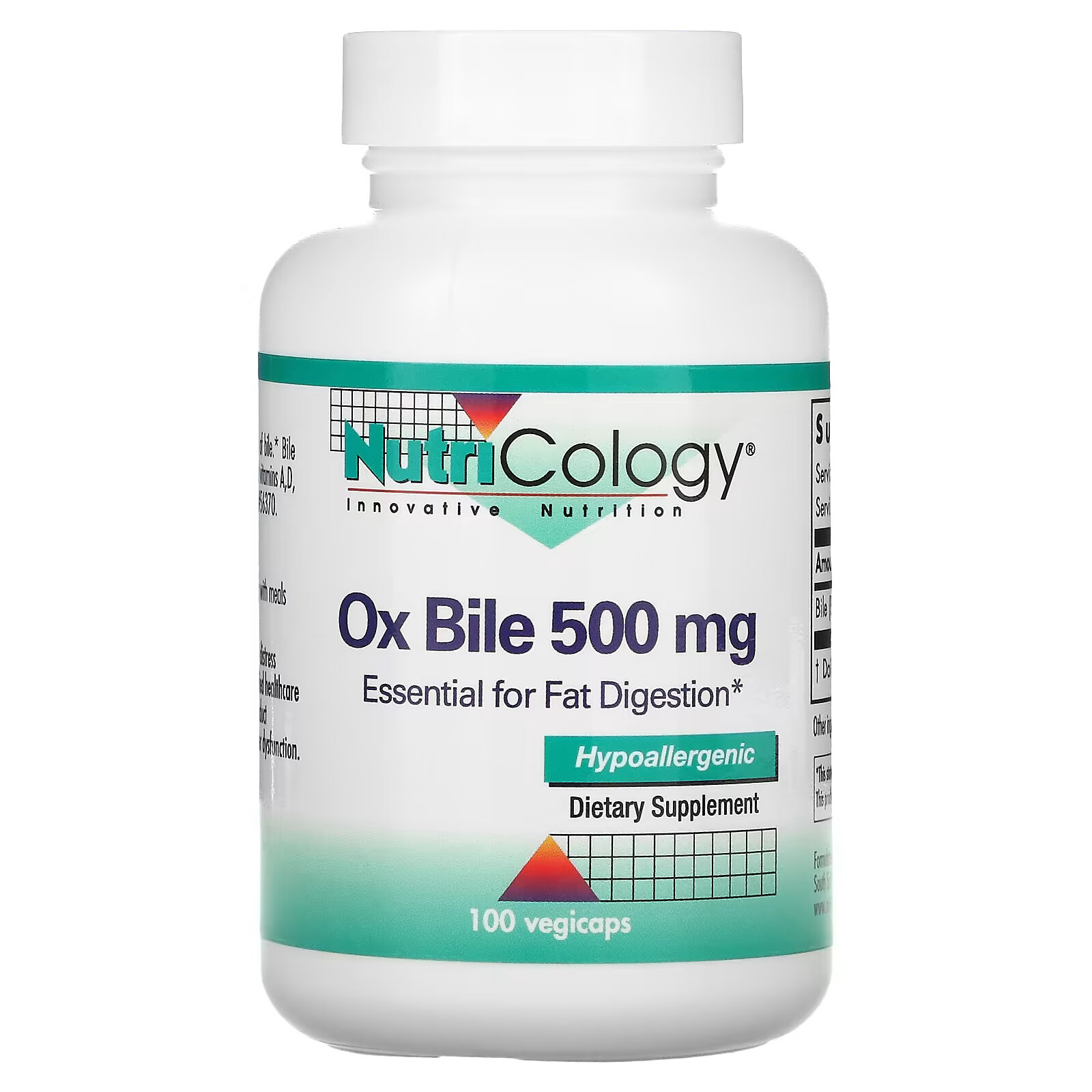 Nutricology, бычья желчь, 500 мг, 100 растительных капсул nutricology аминокислоты в свободной форме 100 растительных капсул