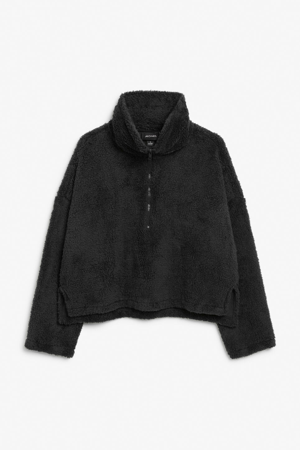 

Свитер Monki из искусственного флиса с молнией до половины, черный