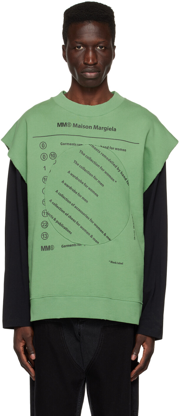 

Зеленая толстовка со вставками MM6 Maison Margiela, Зеленый
