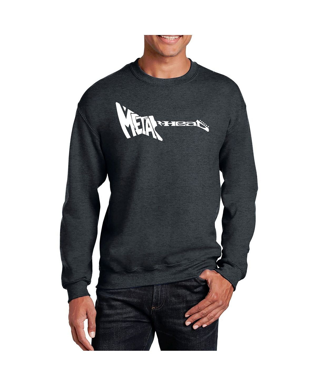 

Мужская толстовка с круглым вырезом word art metal head LA Pop Art, серый