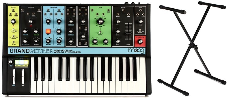 

Комплект полумодульного аналогового синтезатора и пошагового секвенсора Moog Grandmother с Gator Frameworks GFW-KEY-1000X Стандартная подставка для клавиатуры X-Style Moog + Gator Frameworks MOD-GRAND-01=1 GFW-KEY-1000X=1