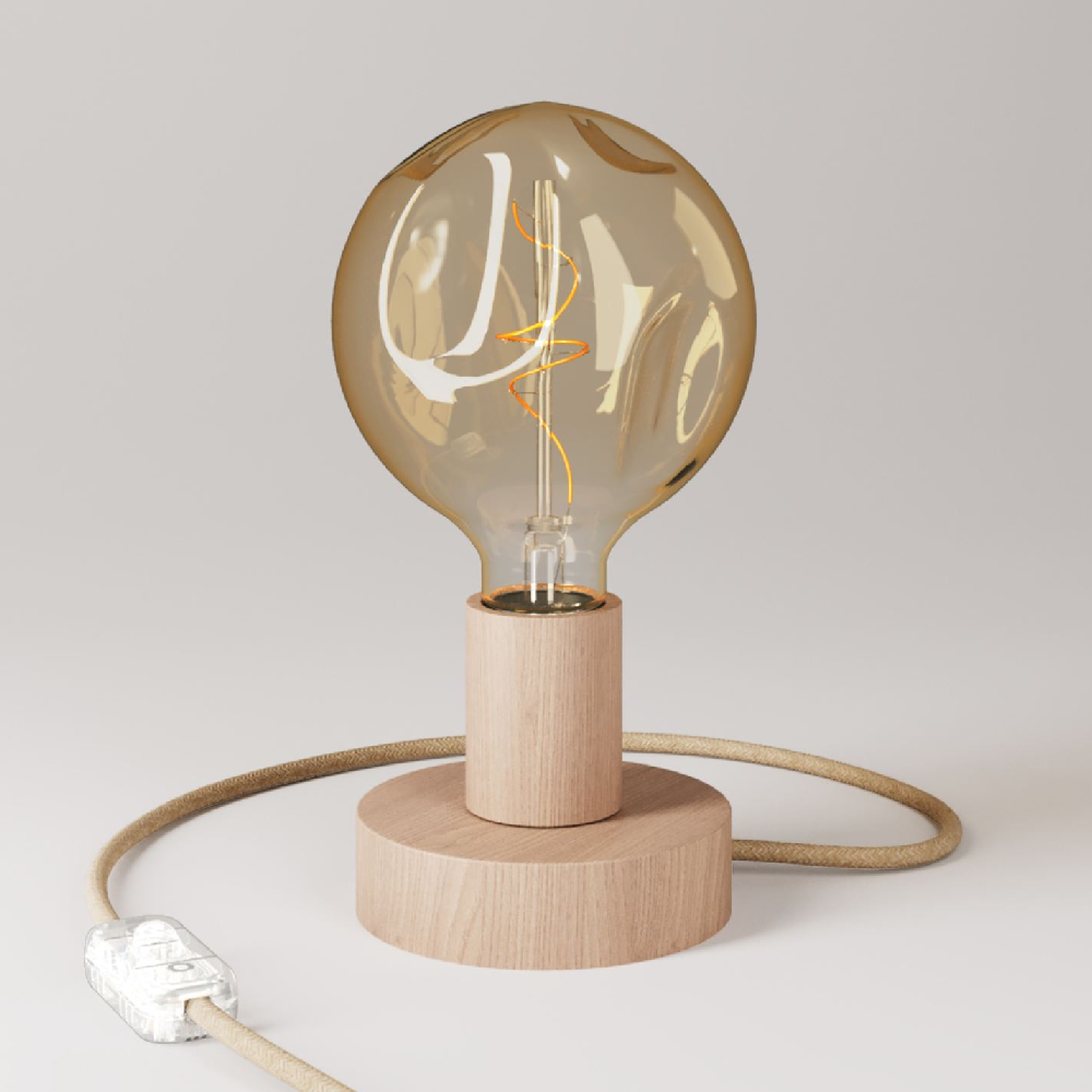 Настольная лампа Creative Cables Wooden, золотой винтажная скатерть из натурального джута льняная настольная дорожка из искусственного джута рождественская настольная дорожка для домаш