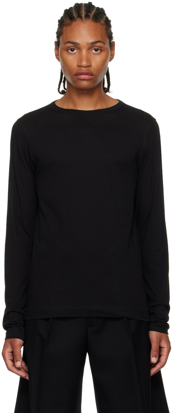 

Черная футболка с длинным рукавом с круглым вырезом Dries Van Noten