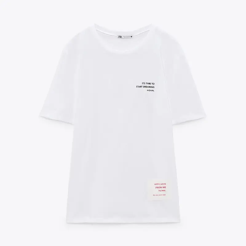 

Футболка Zara Contrast Slogan, белый