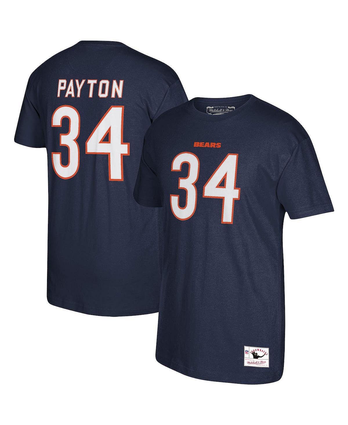 Мужская футболка walter payton navy chicago bears с логотипом и номером игрока на пенсии Mitchell & Ness, синий